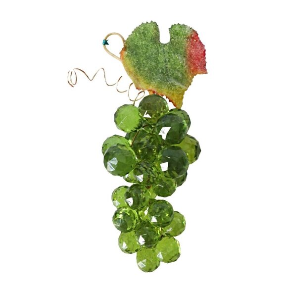 Vintage Mid-Century Modern Faceted Avocado Green Acrylic Grapes Cluster Decor - Picture 5 of 6